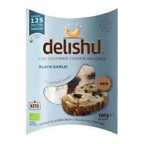   Delishu vegán, kesudióból készült friss sajt jellegű készítmény fekete fokhagymával 100 g