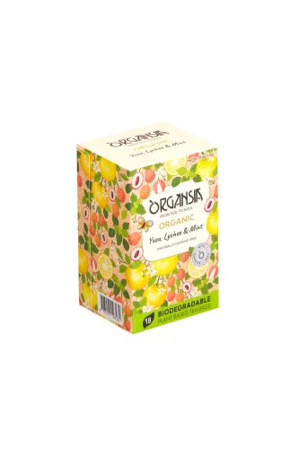 Basilur bio organsia yuzu licsi és menta tea 18db 32,4 g