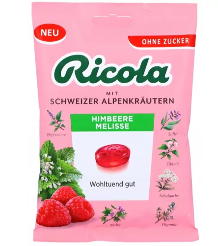 Ricola cukorka málna-citromfű zacskós 75 g