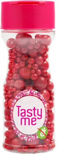 Tasty Me gluténmentes cukorgyöngy tortadekor mix piros 70 g