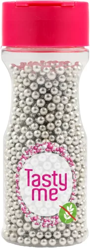 Tasty Me gluténmentes metallic pearls tortadekor mix ezüst 4mm 70 g