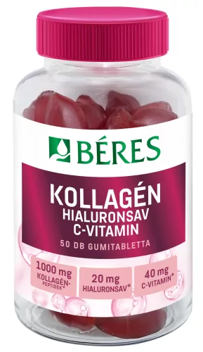 Béres kollagén, hialuronsav, c-vitamin cukormentes gumitabletta 50 db