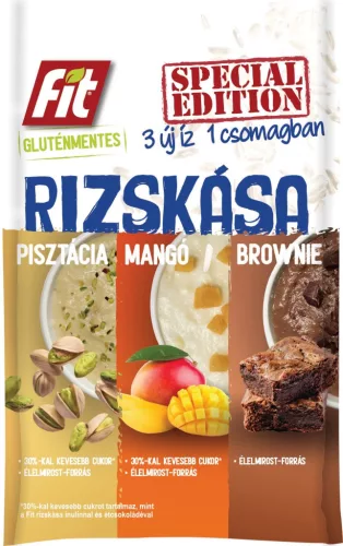 Fit gluténmentes rizskása special edition pisztácia-mangó-brownie 3x60g 180 g