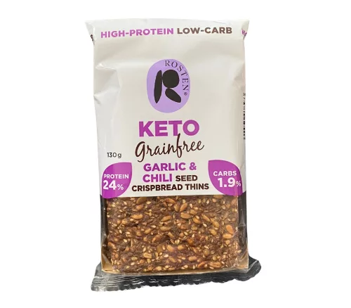 Rosten gm.keto magas proteintartalmú ropogós kenyérszelet fokhagymás-chilis 130 g