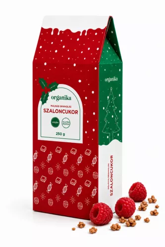 Organika szaloncukor málnás granolás étcsokoládéval mártva, édesítőszerekkel 250 g