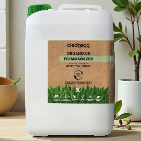 Cleaneco - Organikus Felmosószer növényi alkohollal - Green Tea Herbal - 5liter - újrahasznosítható csomagolásban