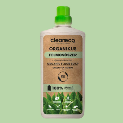 Cleaneco - organikus felmosószer növényi alkohollal - green tea herbal illattal 1l - komposztálható csomagolásban