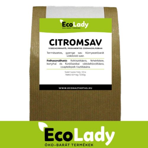 EcoLady Citromsav - 1000g - visszazárható páramentes csomagolásban 