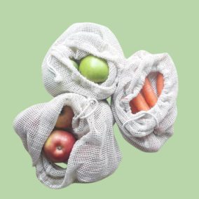   EcoLady Ekologický a recyklovatelný síťovaný bavlněný pytel – velikost M (31 cm x 25 cm)