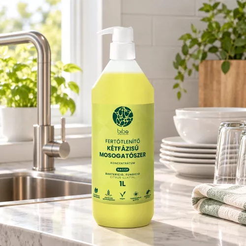 Cleaneco Kétfázisú fertőtlenítő mosogatószer Cleaneco 1L pumpás