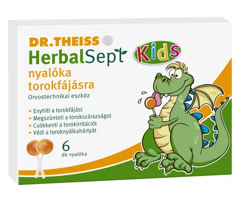 Dr.Theiss herbalsept nyalóka torokfájásra - narancs ízesítésű 6 db 85 g