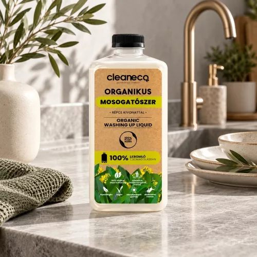 Cleaneco – organický prostriedok na riad s extraktom z repky, 1 l náhradná náplň – v kompostovateľnom obale