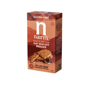   Nairns gluténmentes teljeskiőrlésű 56% rostdús zabkeksz csoki chips 160 g
