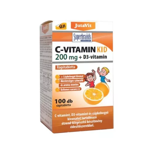 Jutavit c-vitamin kid 200 mg+d3 rágótabletta 100 db