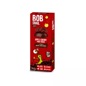 Bob Snail gyümölcs snack étcsokoládéban alma-meggy 30 g