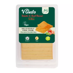  Gusto vegán készítmény szeletelt paradicsom-bazsalikom ízű 140 g