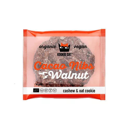 Kookie Cat bio vegán gluténmentes zabkeksz kakaóbab-dió 50 g