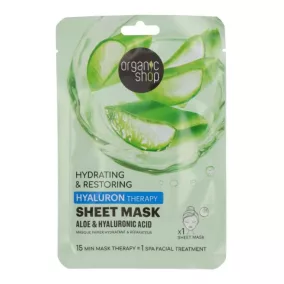   Organic Shop bio fátyolmaszk hidratáló és helyreállító aloe verával és hialuronsavval 25 g