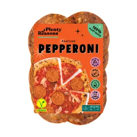   Plenty Reasons vegán pepperoni szalámi ízű szeletelt termék 100 g
