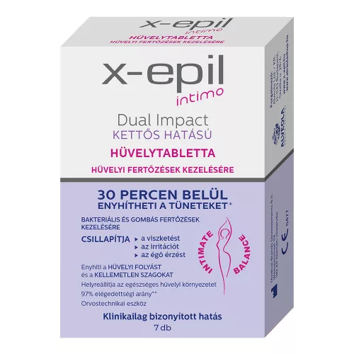 X-Epil intimo dual impact kettős hatású hüvelytabletta 7 db