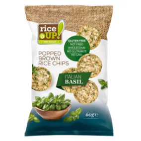 Rice Up barna rizs chips italian basil ízű 60 g