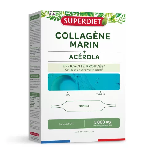 Superdiet tengeri kollagén + acerola, hidrolizált halkollagén ampulla 20x10ml 200 ml