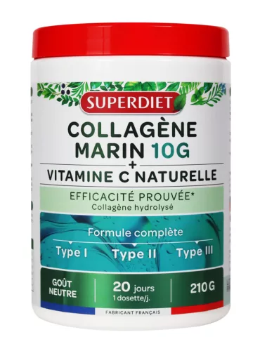 Superdiet tengeri kollagénpor i, ii,iii típus + természetes c-vitamin 210 g