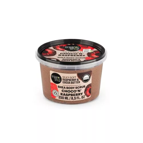 Organic Shop -  “Csokis málna” Puhító testradír málnával és kakaóvajjal
