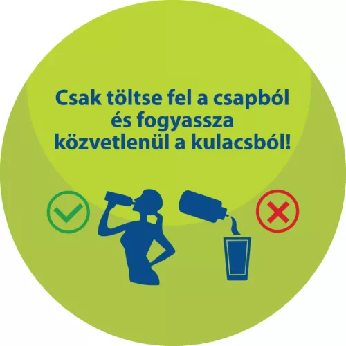 myLAICA rozsdamentes matt zöldre festett fast disk rendszerű vízszűrő kulacs pánttal, 0,55 literes