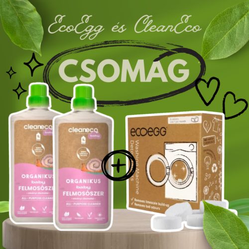 Cleaneco Baby Felmosó Duopakk + Ecoegg GépTisztító | Tiszta otthon, tiszta gép – bababarát módon