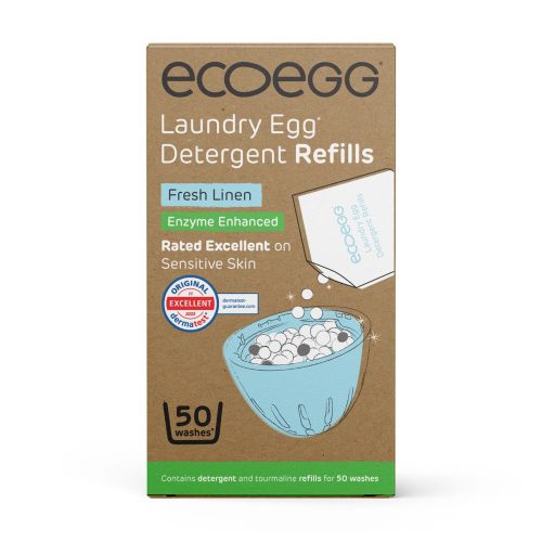 Ecoegg Mosótojás Utántöltő - hozzáadott enzimmel - 50 mosás - Friss Pamut  illat (+turmalin) 