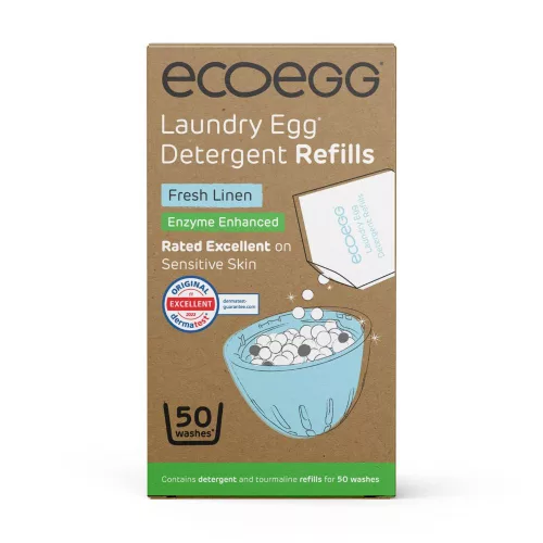 Ecoegg Waschmittel-Nachfüllpackung – mit Enzymen – 50 Waschgänge – Frischer Baumwollduft (+Turmalin) 