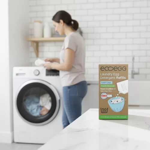 Ecoegg Waschmittel-Nachfüllpackung – mit Enzymen – 50 Waschgänge – Frischer Baumwollduft (+Turmalin) 
