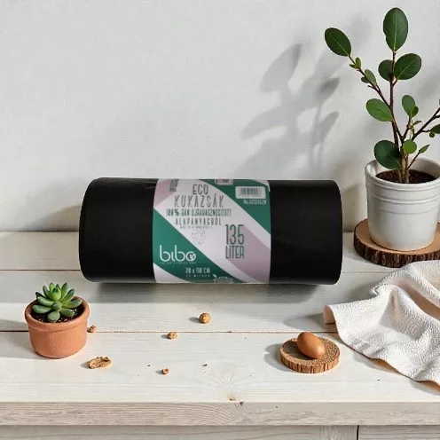 Bibo - eco 100% újrahasznosított hulladékgyűjtő zsák, 135l - 20db/roll (70x110cm)