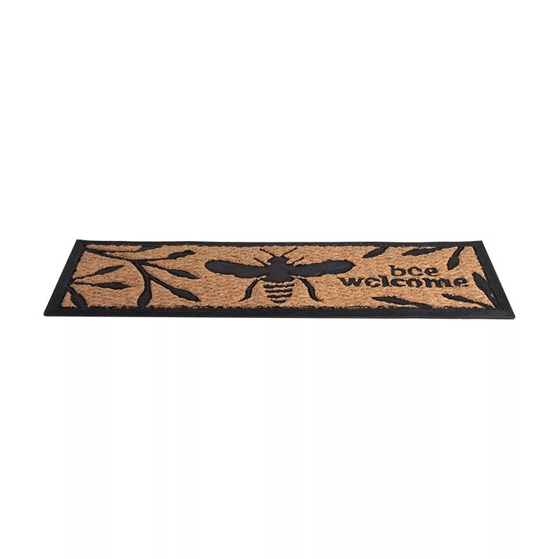 Esschert Design Méhecske mintás gumi és kókuszrost lábtörlő, 75 x 25 cm