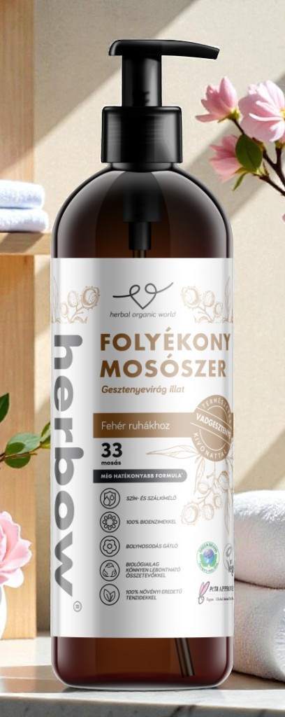 Herbow folyékony mosószer vadgesztenye fehér ruhákhoz - Gesztenyevirág illattal - 1000ml