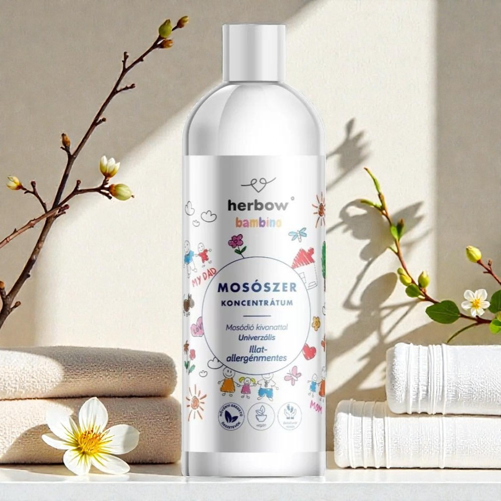 Herbow bambino folyékony mosószer koncentrátum illat-allergénmentes színes és fehér ruhákhoz 1000ml