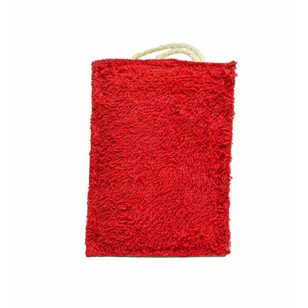 Luffa frottíros fürdőszivacs - 8x10-12cm - piros